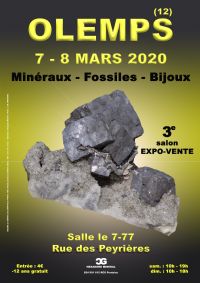 3e SALON MINERAUX FOSSILES BIJOUX de OLEMPS - AVEYRON - OCCITANIE - FRANCE. Du 7 au 8 mars 2020 à OLEMPS. Aveyron.  10H00